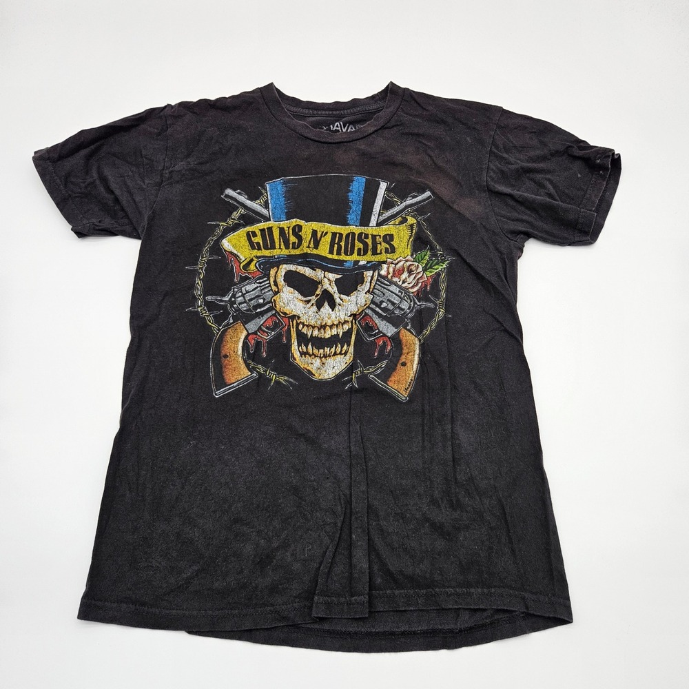 Guns N Roses Skull Guns Roses Black Graphic T Shirt Bravado Size S‎